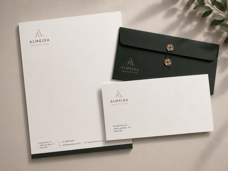 Papel timbrado e envelope